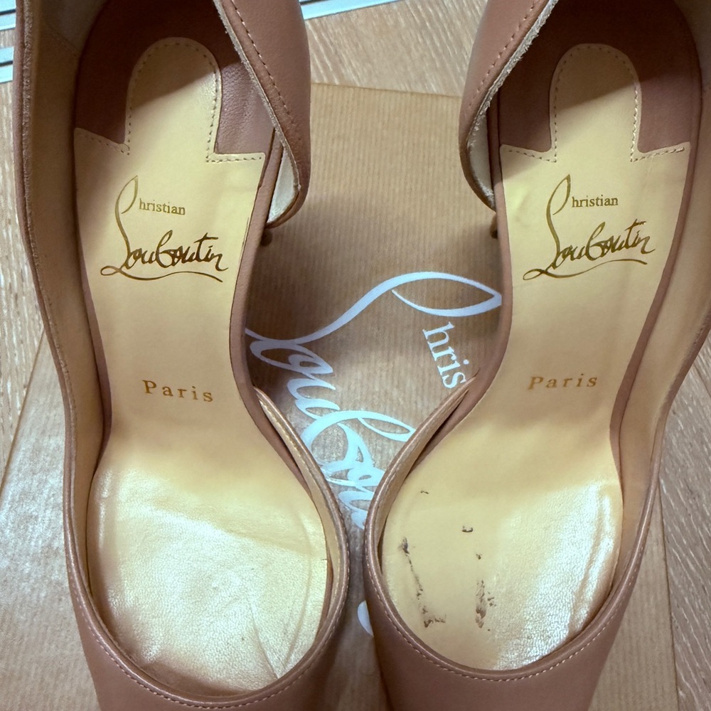Christian Louboutin IRIZA 100mm NAPPA Women's Tan Pumps - Picture 2 of 7